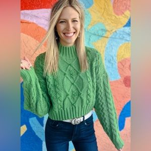 Cropped SWEATER WITH PEARLS. She + Sky from a color boutique.